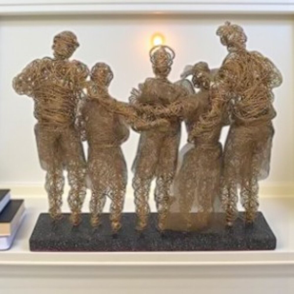 Vintage Sculpture Wire Mesh Sports Cooking Singing Figures Artist Signed - Picture 2 of 9